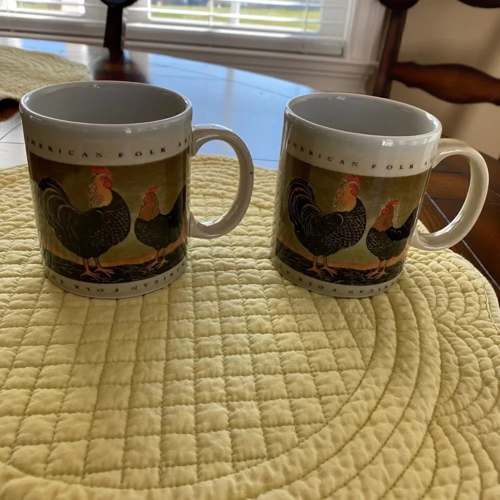 Warren Kimble rooster mugs, set of 2